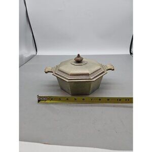 International Silver Co Pewter Covered Casserole Dish With Lid Rustic Farmhouse
